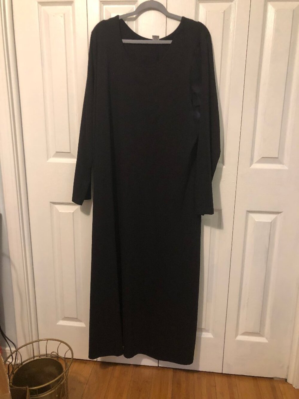 Long Sleeve Black Cotton Maxi Dress 2X